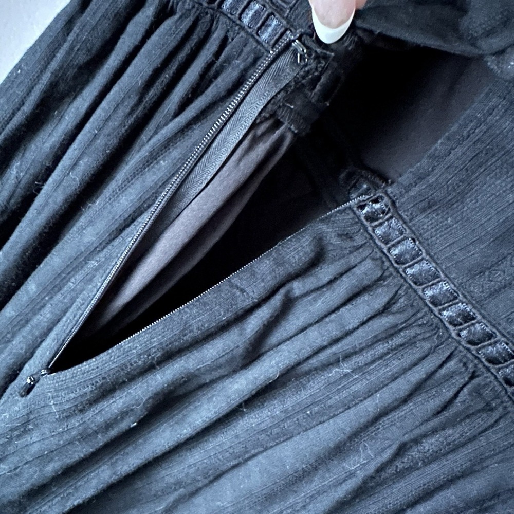 Reclaimed Vintage Prairie Cami Midi Dress Size 8 Black Goth Cottage Romantic - Picture 10 of 11